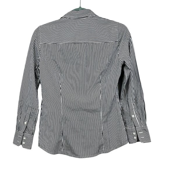 J. Crew Womens Perfect Shirt Stripe Button Up Long Sleeve‎ Shirt Black White PXS - Picture 4 of 5